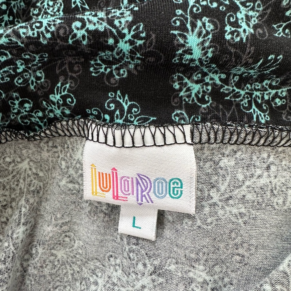 LuLaRoe Black & Teal Floral Maxi Skirt Size L - Picture 2 of 6
